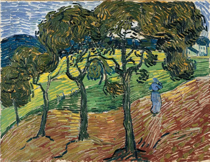 Maisema puineen ja hahmoineen - Vincent van Gogh