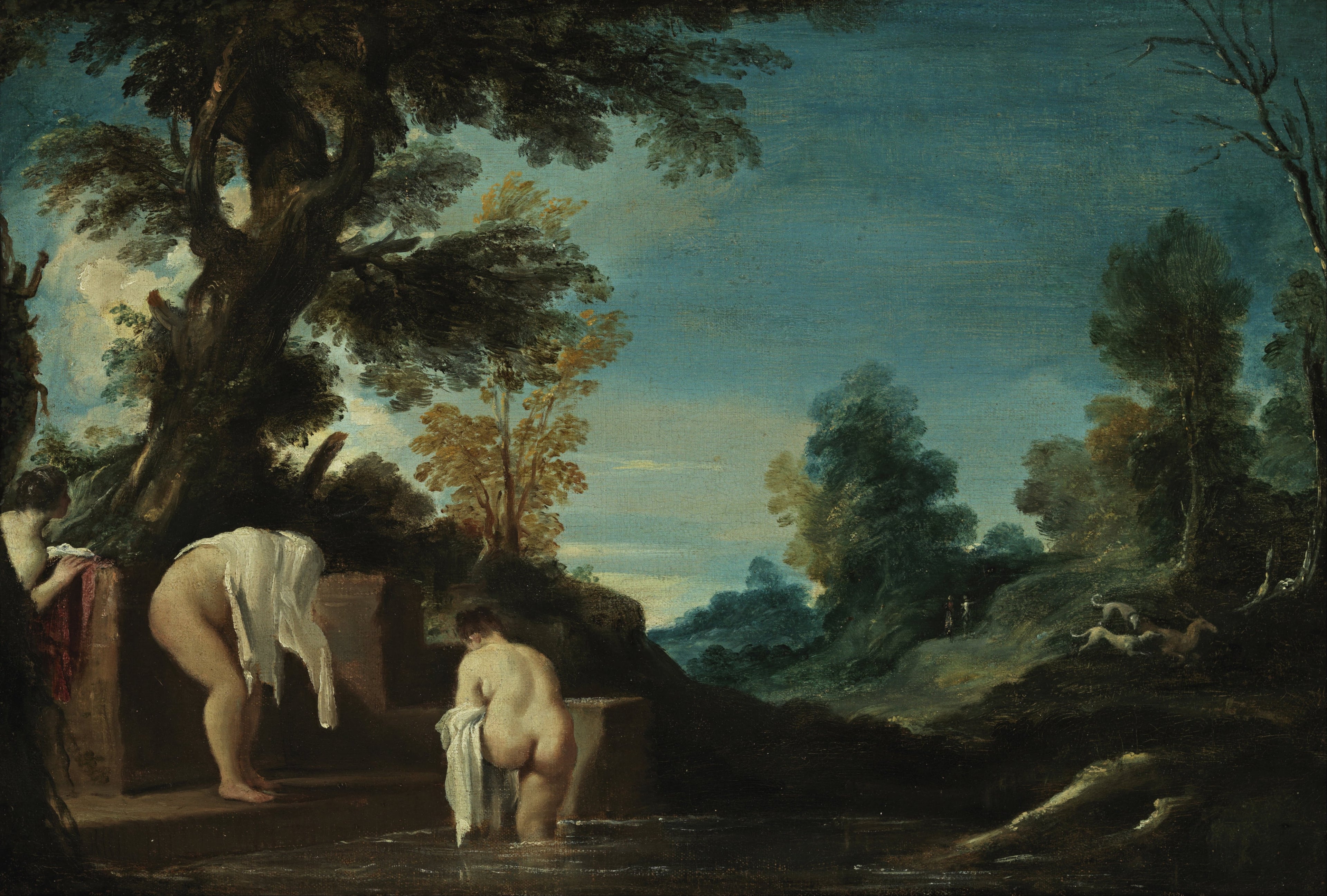Paysage avec baigneuses - Guercino image 1 reproduction de peinture à l’huile