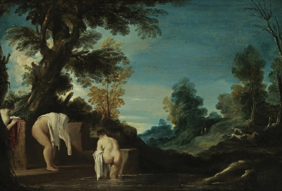 Maisemakuva kylpijöillä - Guercino