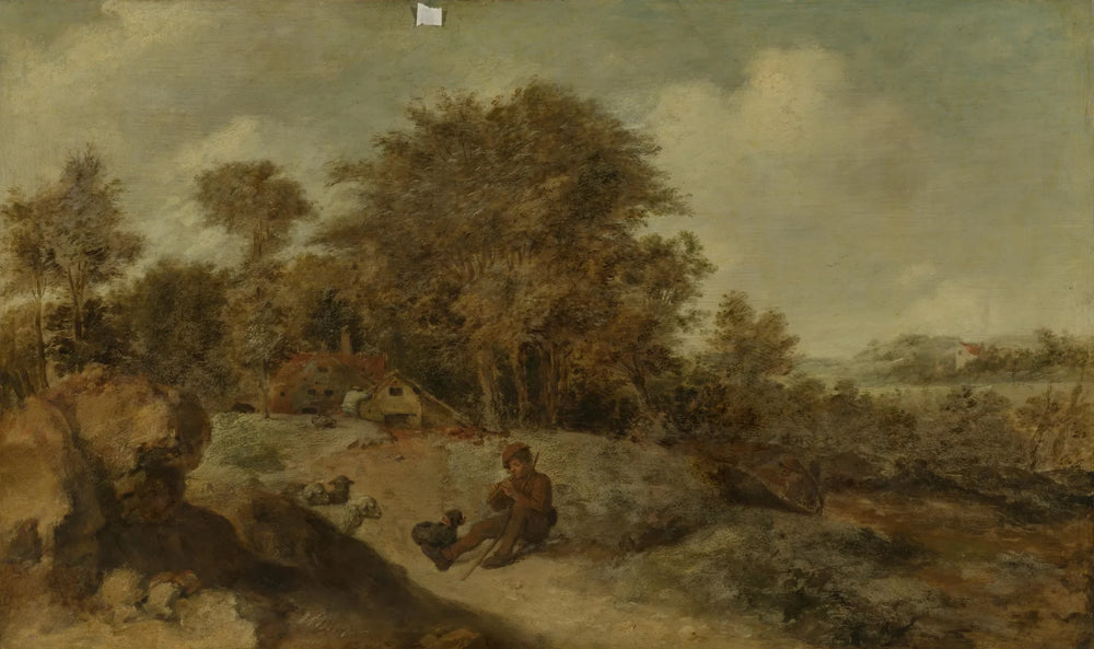 Paysage avec berger - Adriaen Brouwer image 1 reproduction artisanale de tableau