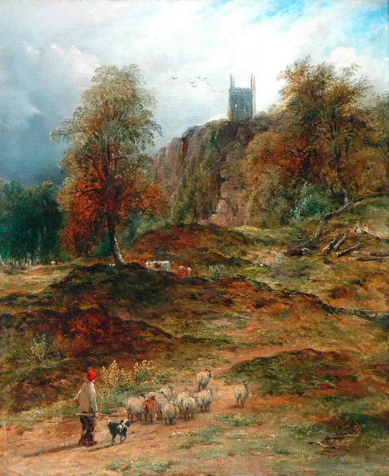Maisema lampaidenhoitajasta, joka palauttaa lauman kotiin (Derbyshire) - John Constable