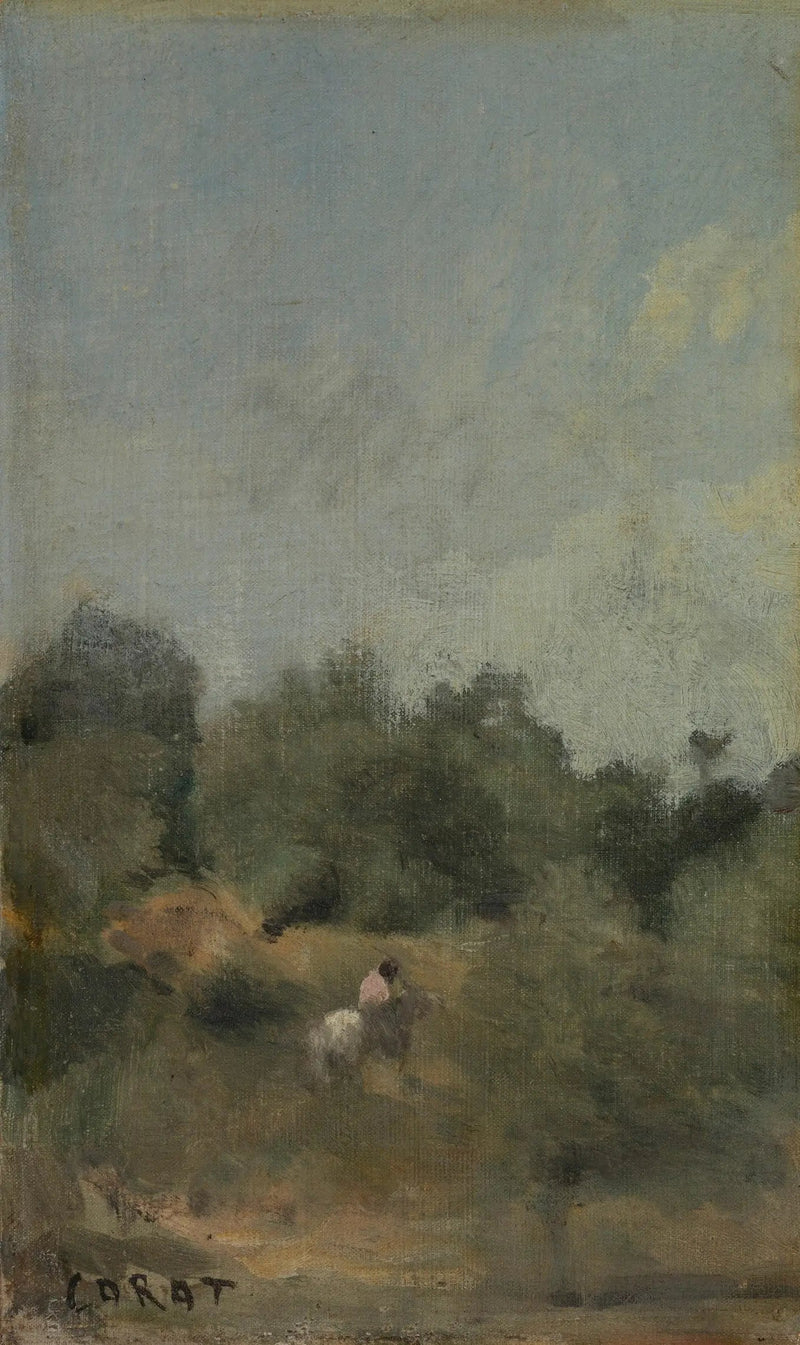 Maisemakuva ratsastajalla - Jean-Baptiste Camille Corot