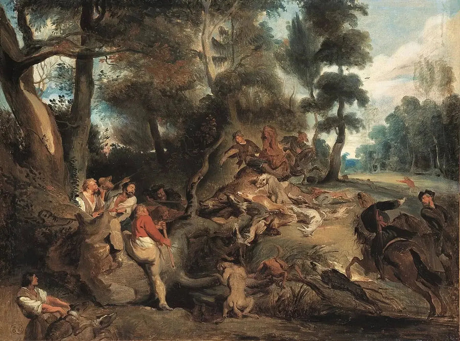 Maisema villisian metsästyksestä - Eugène Delacroix