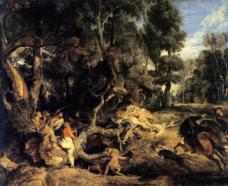 Maisemakuva metsästysvillistä - Peter Paul Rubens