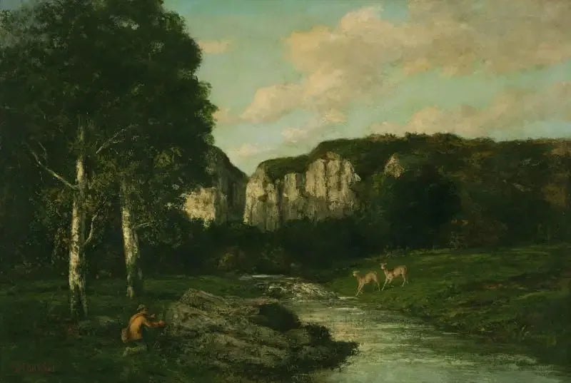 Maisemakuva metsästäjän kanssa - Gustave Courbet