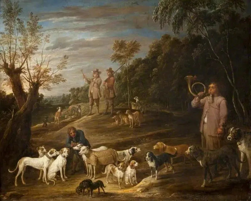 Maisema metsästäjien ja koirien kanssa - David Teniers nuorempi