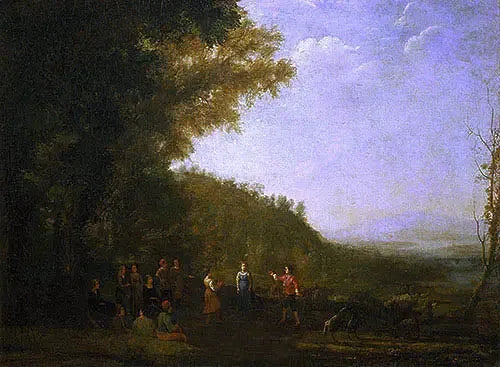 Maisemakuva ja tanssivia maalaiskulttuureja - Claude Lorrain