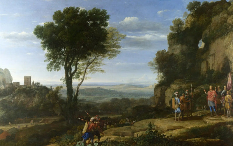 Maisemakuva Davidin kanssa Adullamin luolassa - Claude Lorrain