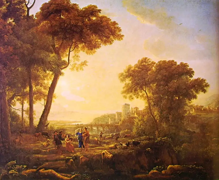 Maisemakuva musiikkia soittavista paimenista - Claude Lorrain