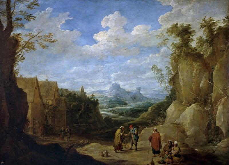 Maisemakuva gitanien kanssa - David Teniers nuorempi