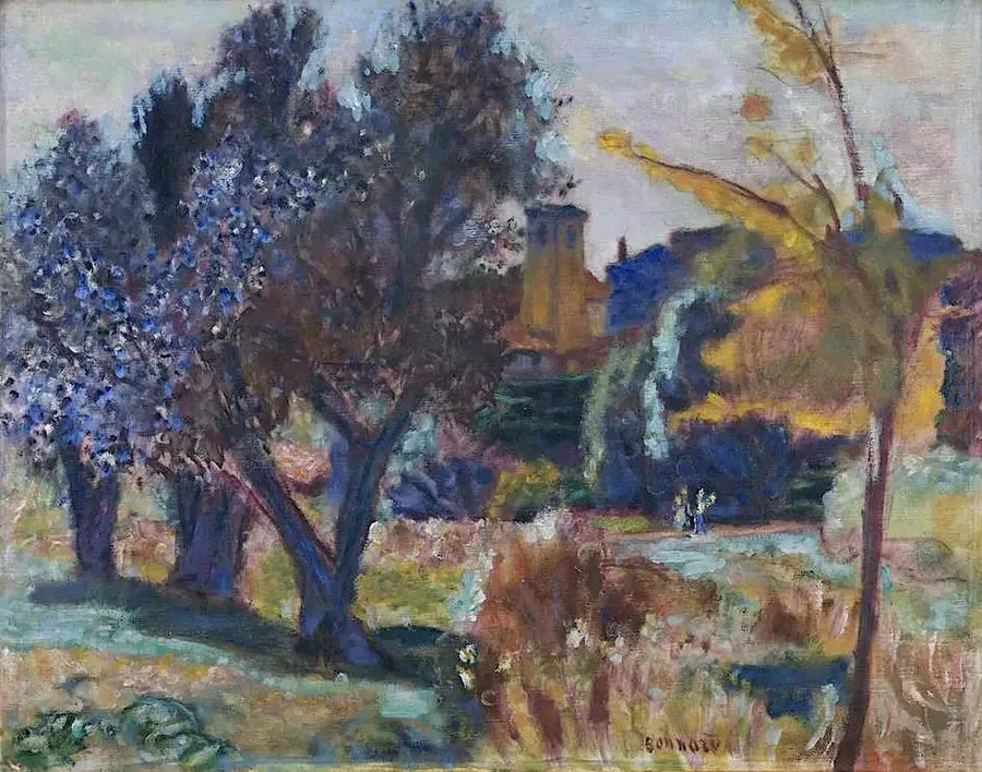 Maisema oliivipuiden ja kappelin kanssa - Pierre Bonnard