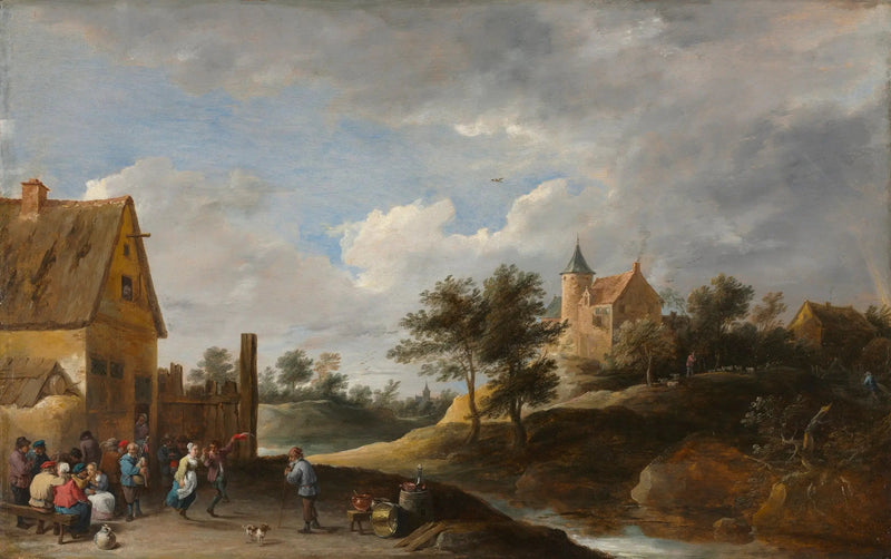 Maisemakuva, jossa tanssivia maanviljelijöitä - David Teniers nuorempi
