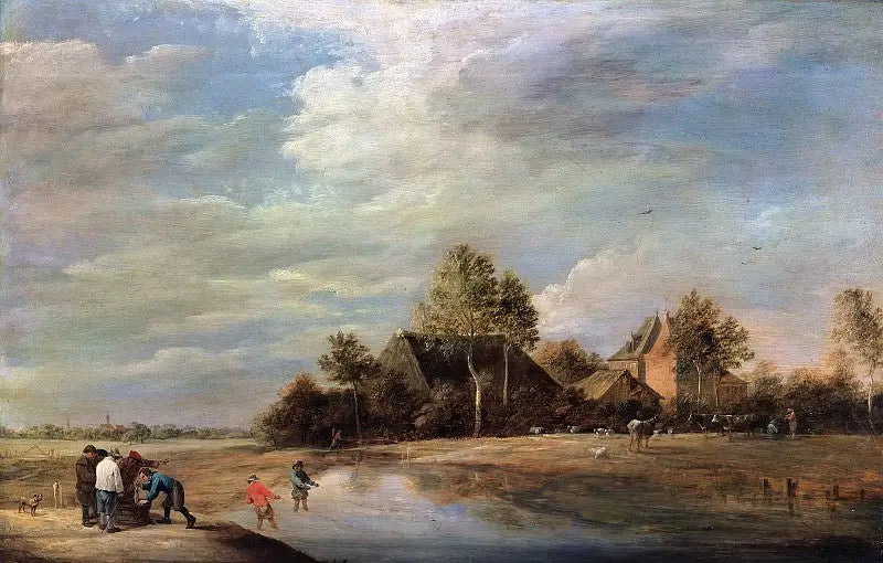 Maisemakuva kalastajien kanssa - David Teniers nuorempi