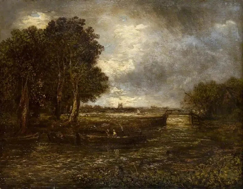 Maisema jokilaivoin rannalla - John Constable