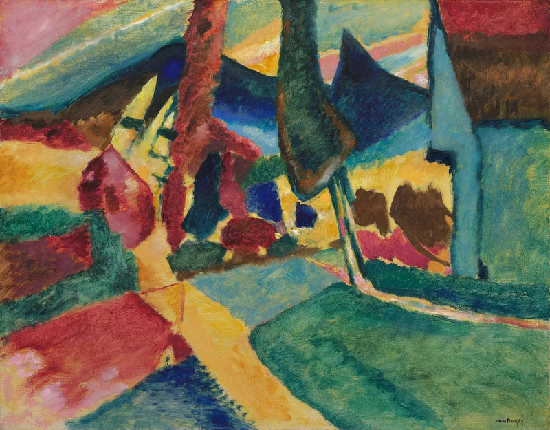 Maisema kahden poppelin kanssa - Vassily Kandinsky
