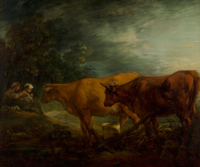 Maisema kahdella lehmällä, paimenella ja maitotonkalla - Thomas Gainsborough