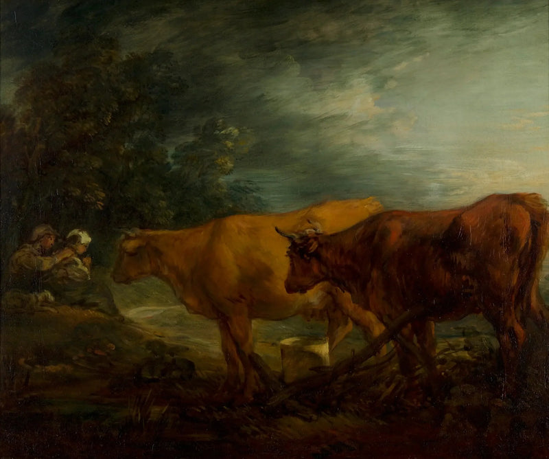 Maisema kahdella lehmällä, paimenella ja maitotonkalla - Thomas Gainsborough