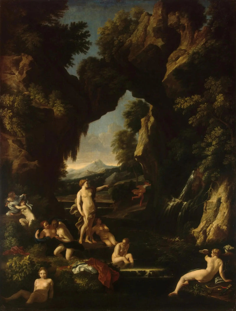 Maisemakuva Dianen ja Aktéonin kanssa - Nicolas Poussin