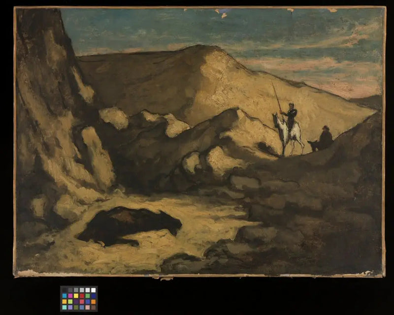 Maisema Don Quijoten ja kuolleen aasin kanssa - Honoré Daumier