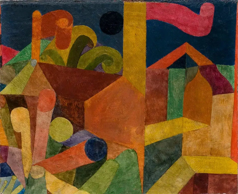 Maisema lippujen kanssa; Talot lippujen kanssa - Paul Klee