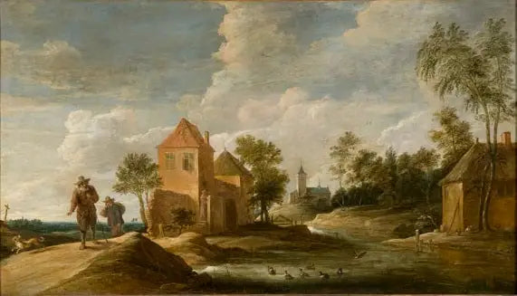maisemakuva kirkko ja joki - David Teniers nuorempi