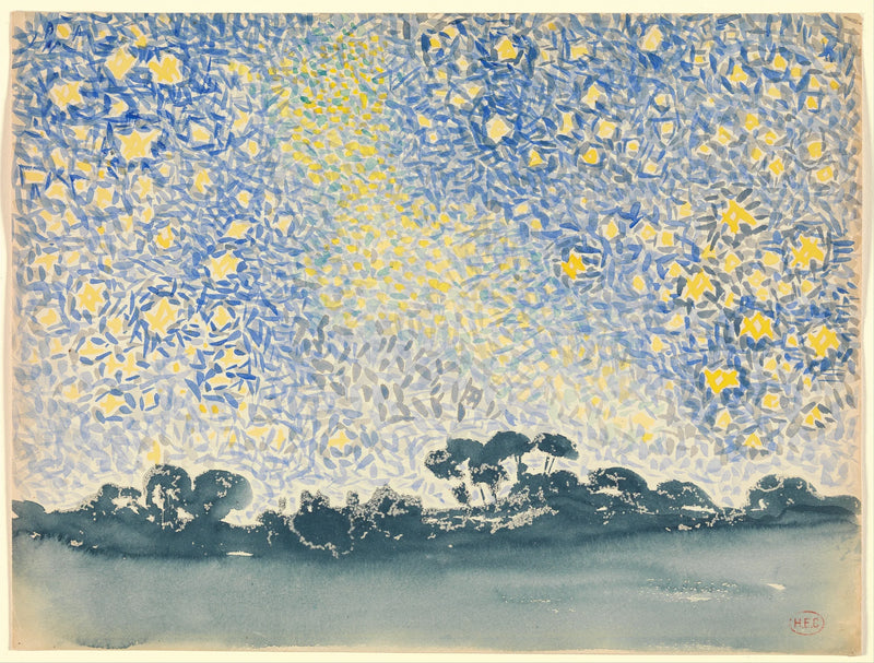 Tähtitaivas maisemassa - Henri-Edmond Cross