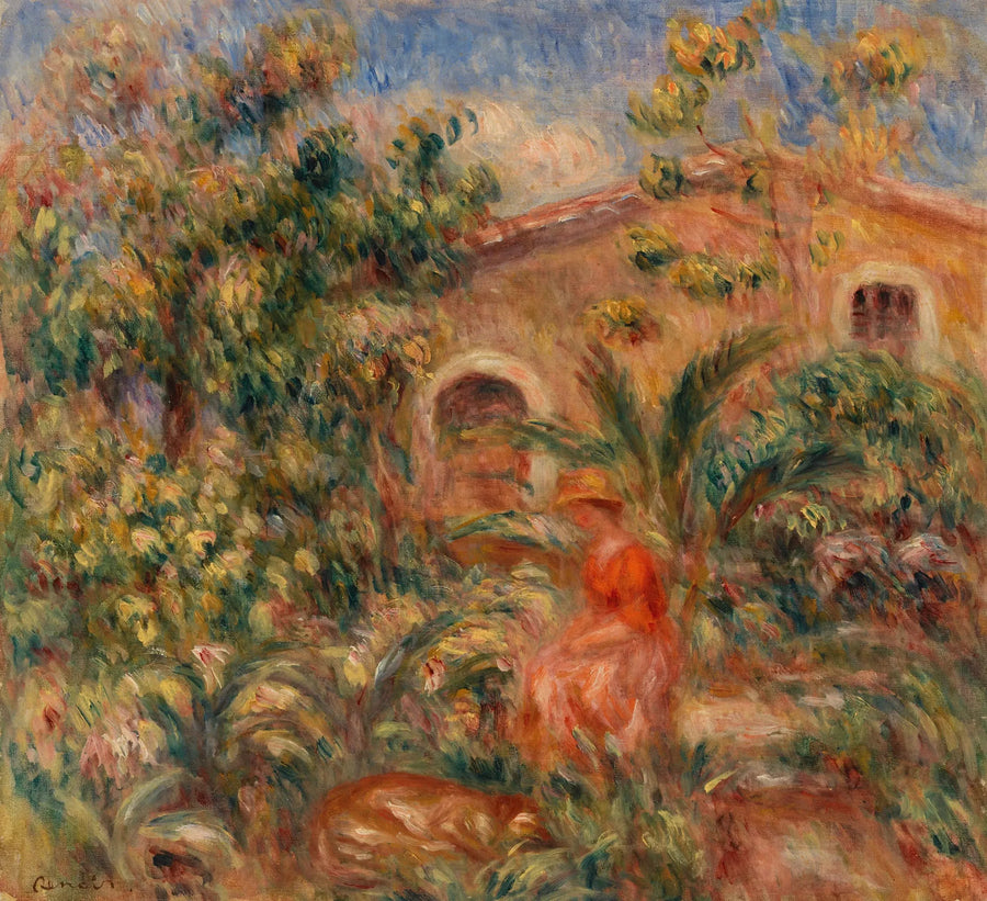 Maisema naisella ja koiralla (Nainen ja koira maisemassa) - Pierre-Auguste Renoir