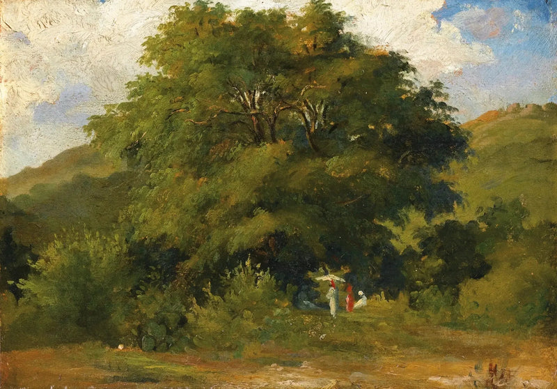 Maisema naisista suuren puun alla - Camille Pissarro