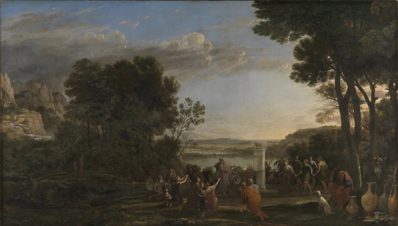 Maisemakuva kultaisen vasikan palvonnan kanssa - Claude Lorrain