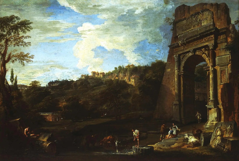 Maisemakuva Titus-ympyrän kanssa - Giovanni Paolo Panini