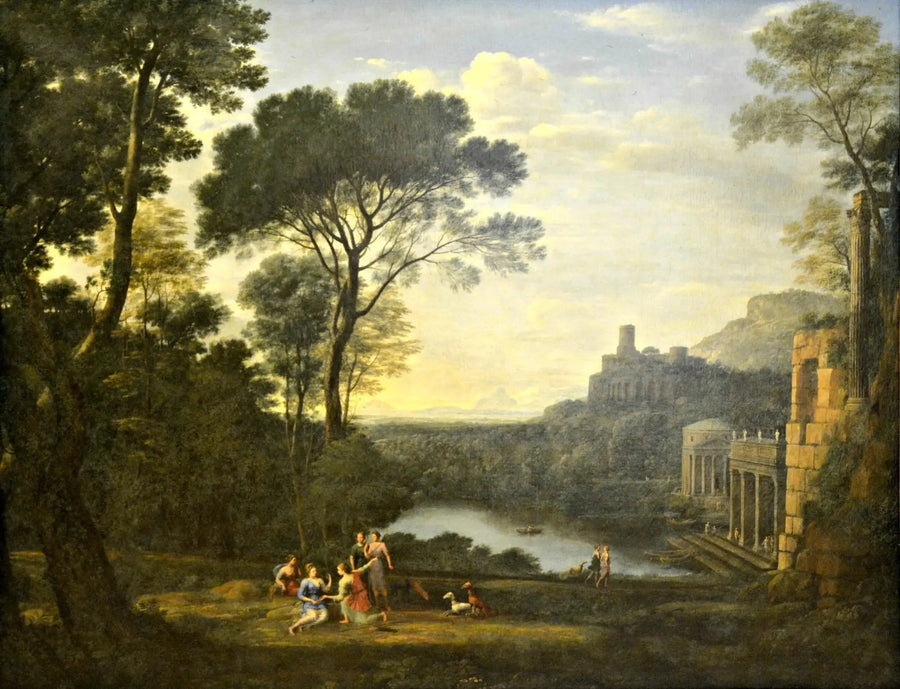 Maisemakuva Égérie-nymfiä itkevänä Numaa - Claude Lorrain