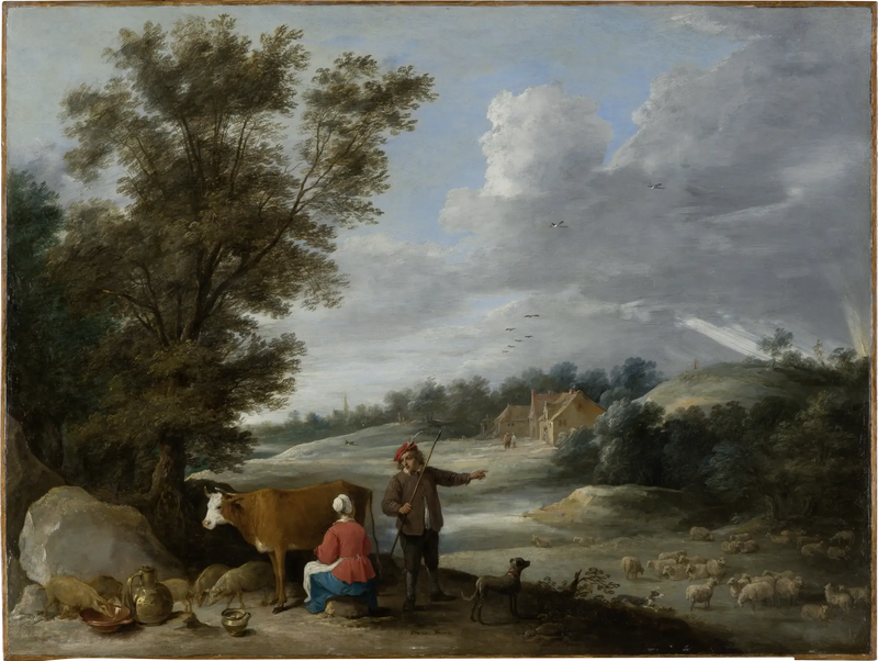 Maisema lehmiä ja paimenia - David Teniers nuorempi