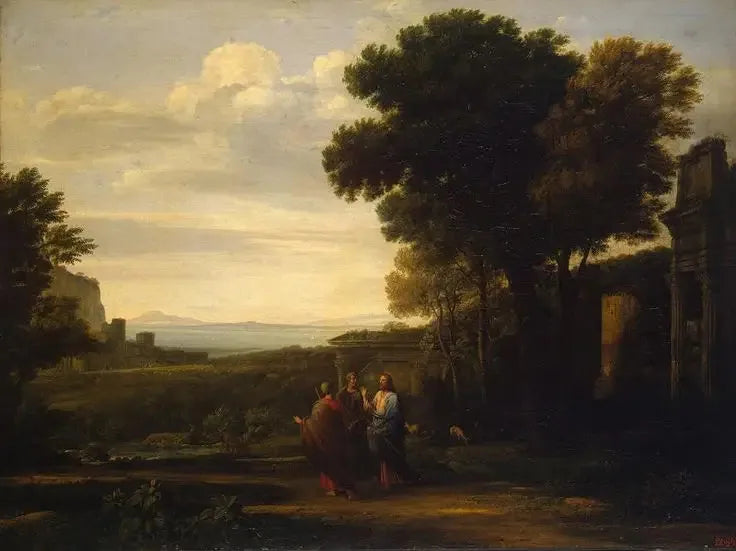 Maisemakuva Jeesuksen kanssa Emmauksen tiellä - Claude Lorrain