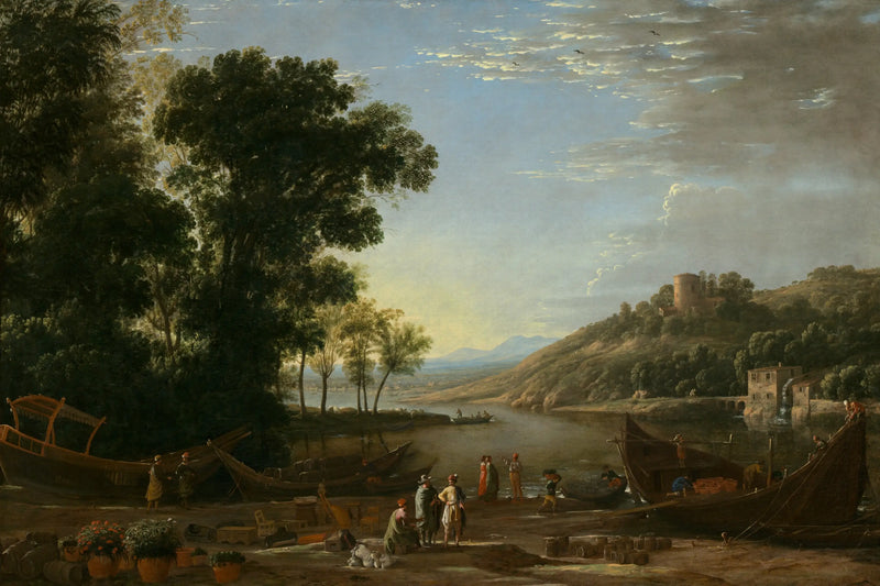 Maisemakuva kauppiaiden kanssa - Claude Lorrain