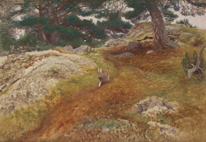 Jäniksen kanssa maisema - Bruno Liljefors