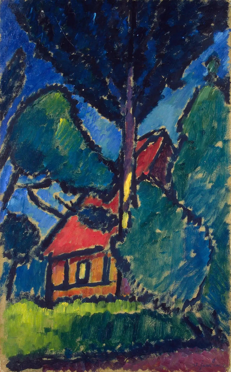 Maisema punaisella talolla - Alexej von Jawlensky