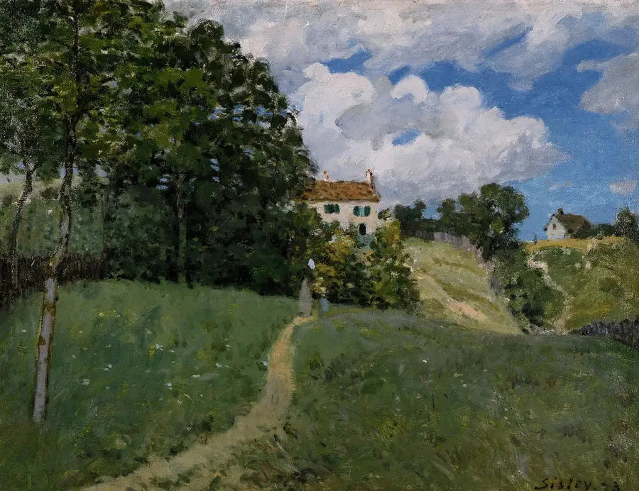 Maisema taloineen - Alfred Sisley