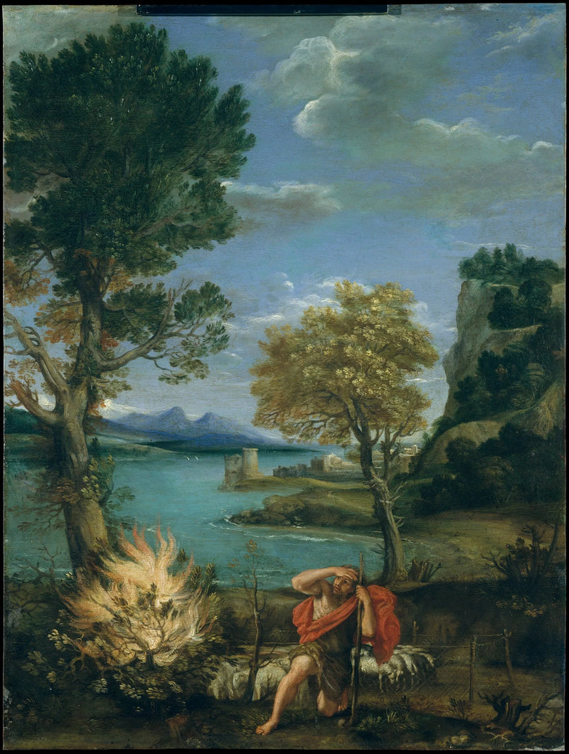 Maisema Moïsen ja palavasta pensaasta - Domenichino