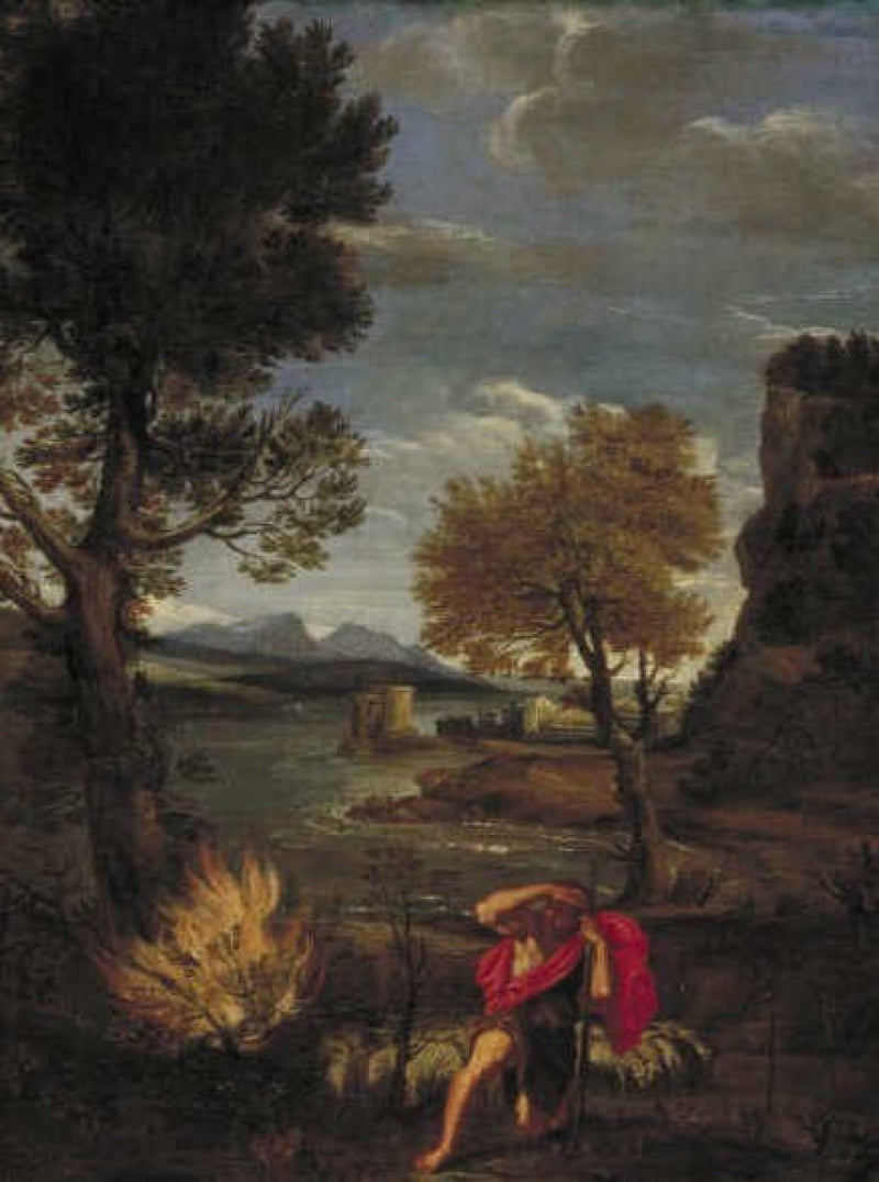 Maisema Moïsen ja palavasta pensaasta - Domenichino