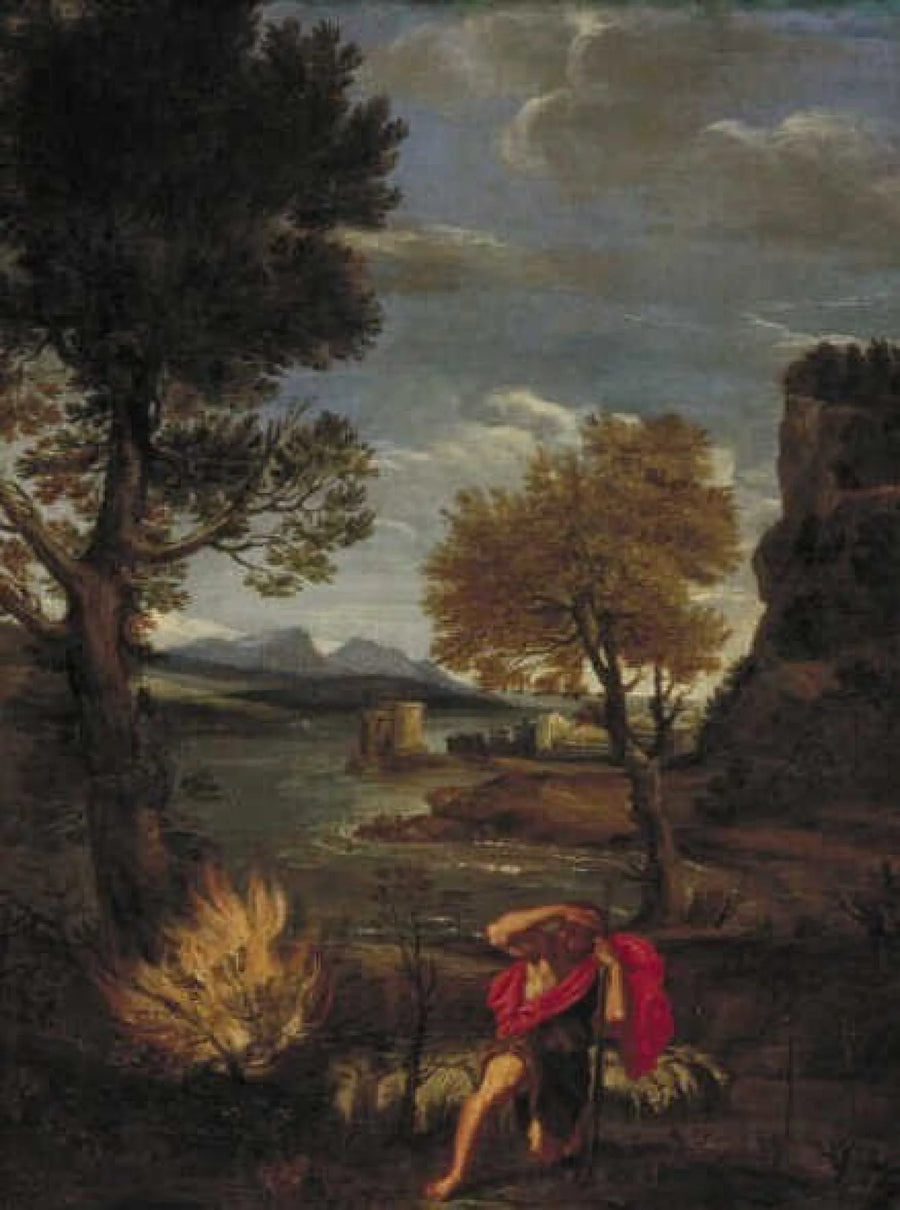Maisema Moïsen ja palavasta pensaasta - Domenichino