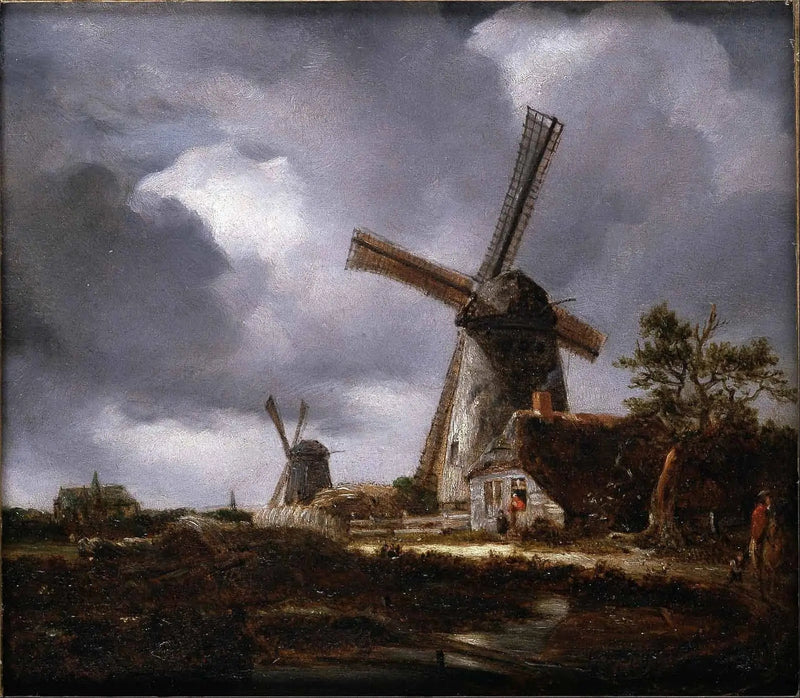 Maisemakuva tuulimyllyineen Haarlemin lähellä, Jacob van Ruisdaelin mukaan - John Constable
