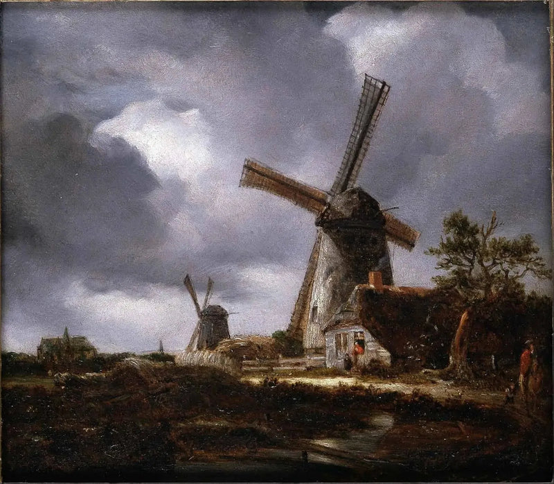 Maisemakuva tuulimyllyineen Haarlemin lähellä, Jacob van Ruisdaelin mukaan - John Constable