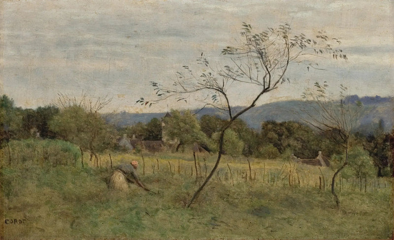 Maisemakuva maatiaisen kanssa - Jean-Baptiste Camille Corot