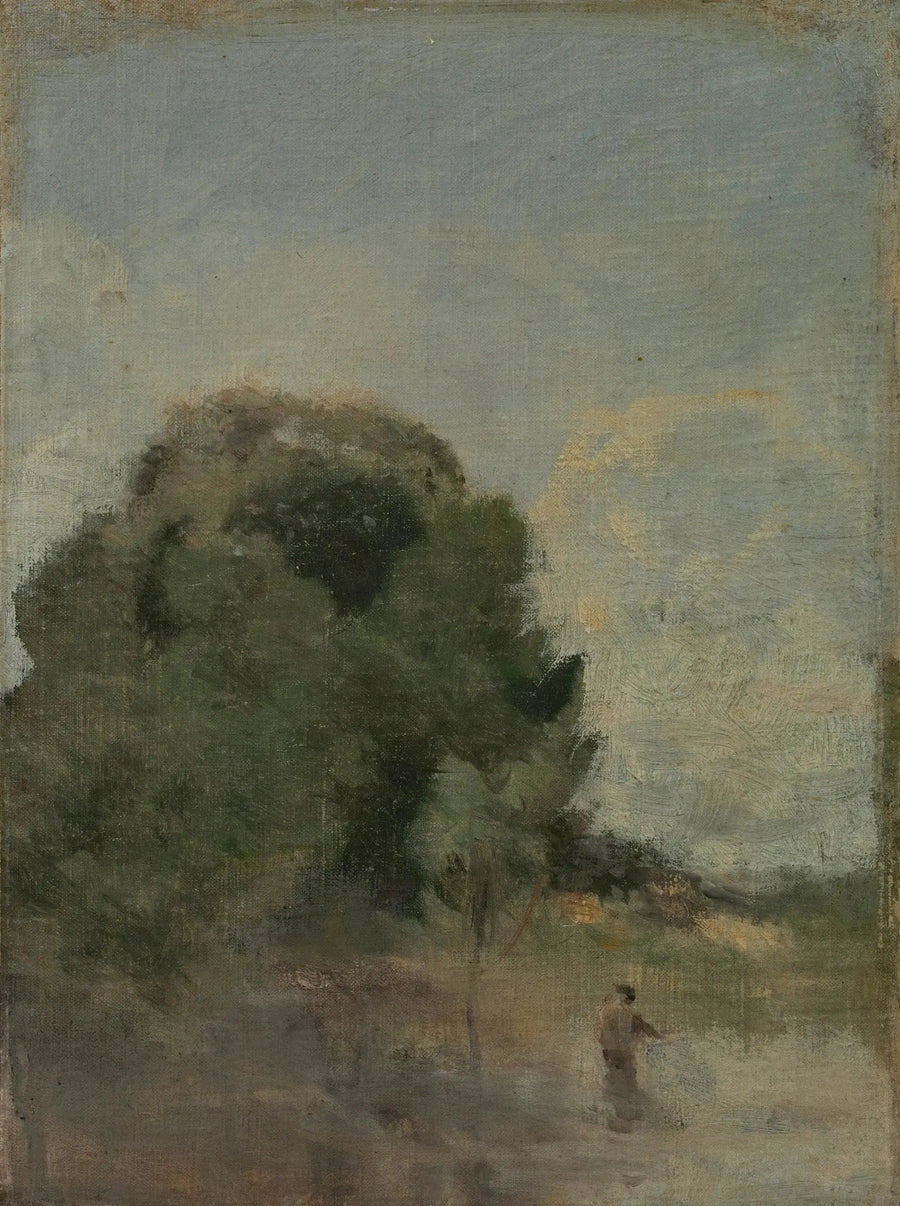 Maisemakuva kalastajan kanssa - Jean-Baptiste Camille Corot