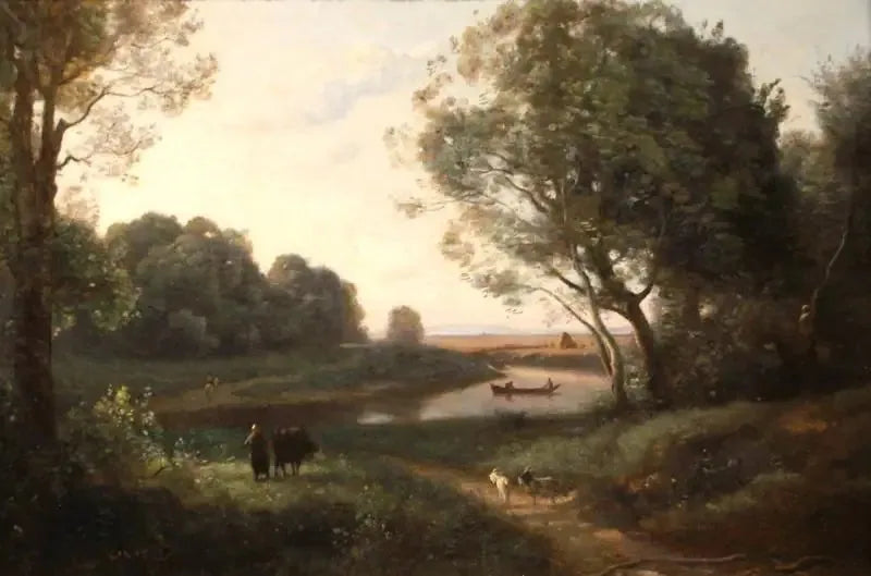 Maisemakuva hahmojen kanssa - Jean-Baptiste Camille Corot