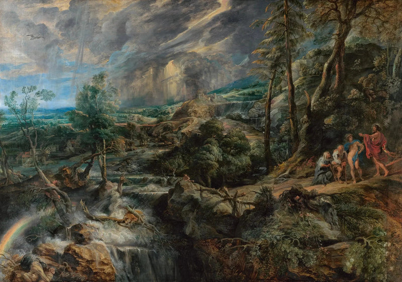 Maisemakuva Philémonin ja Baucisin kanssa - Peter Paul Rubens