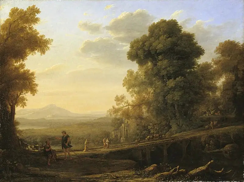 Maisema Rebecca hyvästelee isänsä - Claude Lorrain