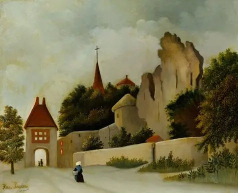 Maisema raunioiden kanssa - Henri Rousseau