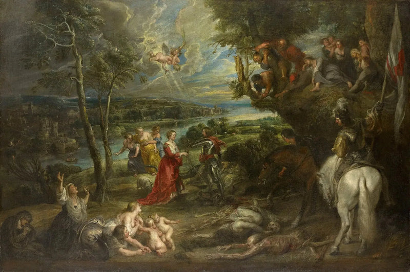 Maisema pyhän Yrjön ja lohikäärmeen kanssa - Peter Paul Rubens
