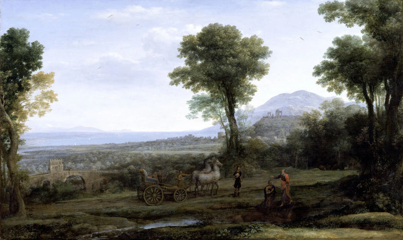 Maisemakuva, jossa Pyhä Filippos kastaa eunukkia - Claude Lorrain